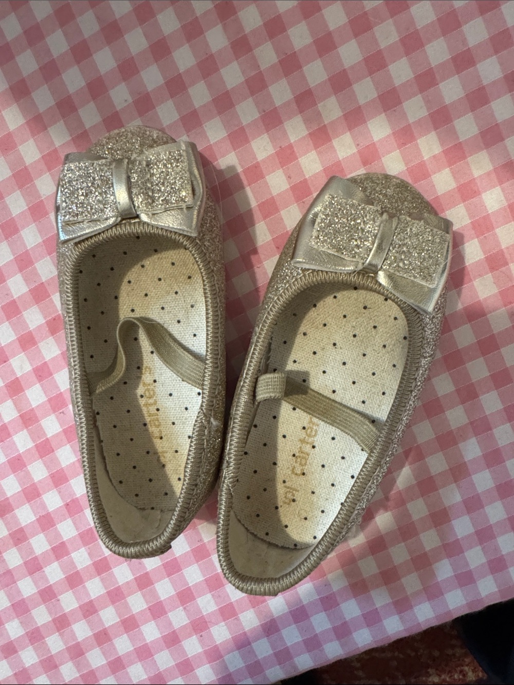 CARTER’s Toddler Gold Glitter Bow Ballet Flats - T5